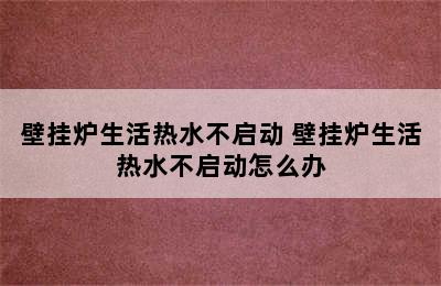 壁挂炉生活热水不启动 壁挂炉生活热水不启动怎么办